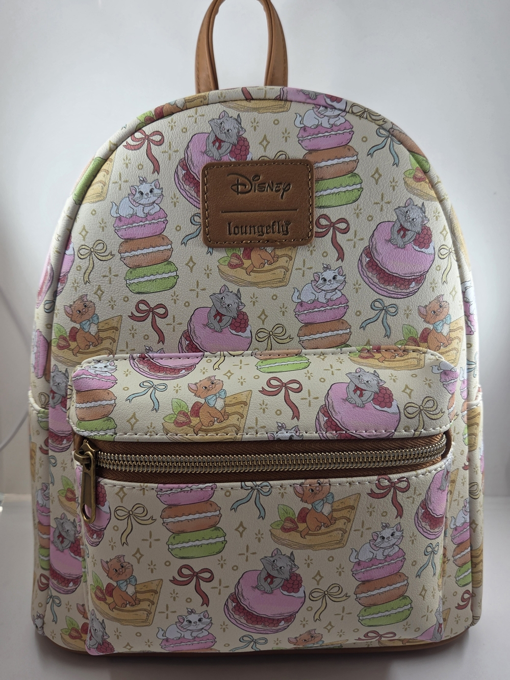 Loungefly Aristocats Macaron Print Backpack - Cream/Pink